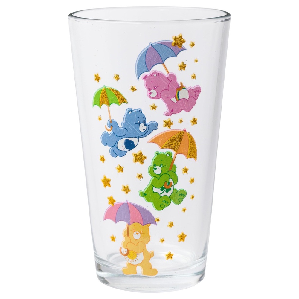 Care Bears nwt set of 2 Star shower Glitter Pint Glass 16 Ounces